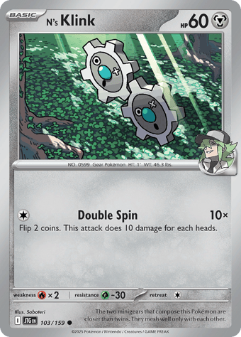 N's Klink Journey Together Pokemon Card