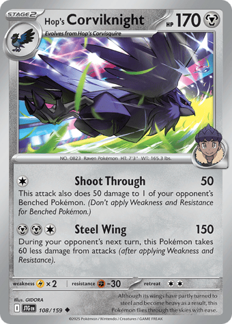 Hop's Corviknight Journey Together Pokemon Card