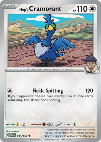 Hop's Cramorant Journey Together Pokemon Card