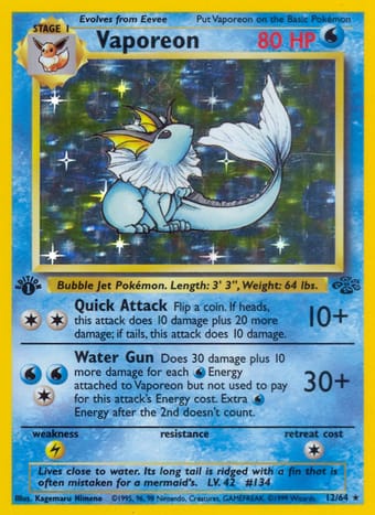 Vaporeon Jungle Pokemon Card