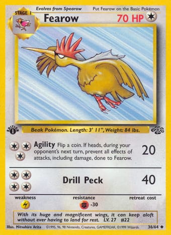 Fearow Jungle Pokemon Card