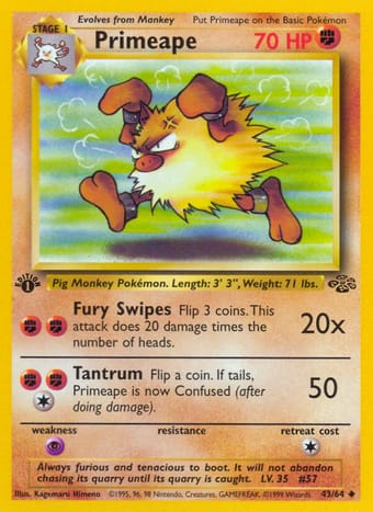 Primeape Jungle Pokemon Card