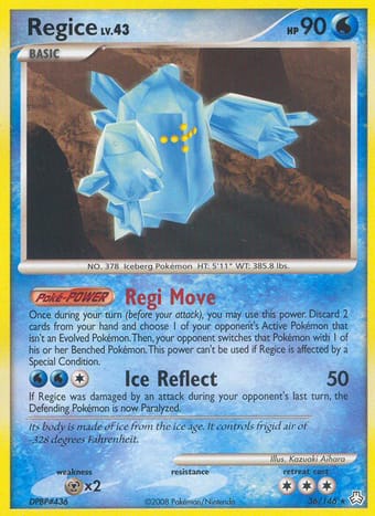 Regice Legends Awakened Pokemon Card
