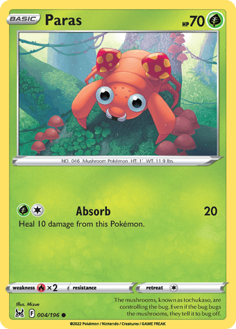 Paras Lost Origin Pokemon Card