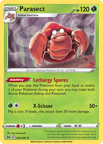 Parasect Lost Origin Pokemon Card