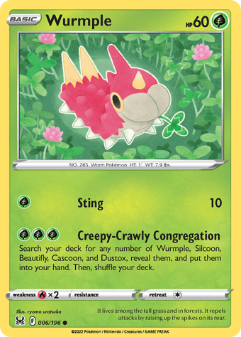 Wurmple Lost Origin Pokemon Card