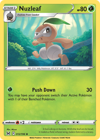 Nuzleaf Lost Origin Pokemon Card