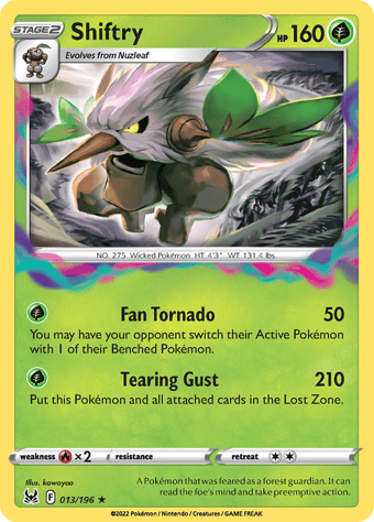 Shiftry Lost Origin Pokemon Card