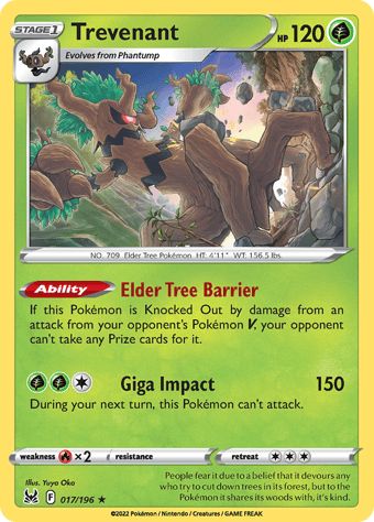 Trevenant Lost Origin Pokemon Card