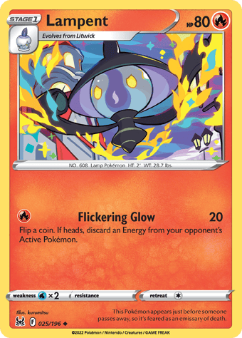 Lampent Lost Origin Pokemon Card