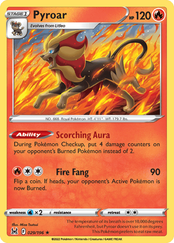 Pyroar Lost Origin Pokemon Card