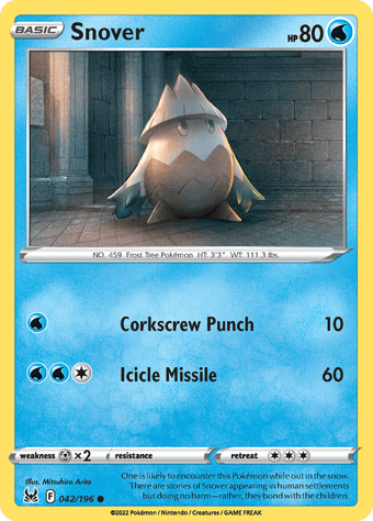 Snover Lost Origin Pokemon Card