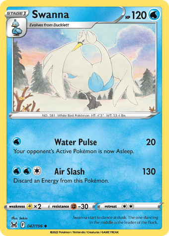 Swanna Lost Origin Pokemon Card