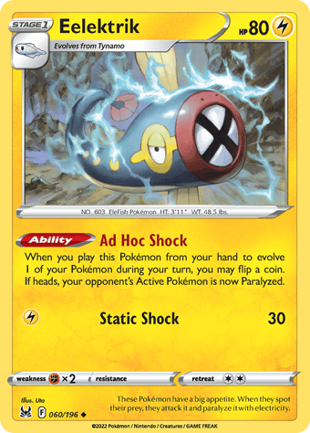 Eelektrik Lost Origin Pokemon Card