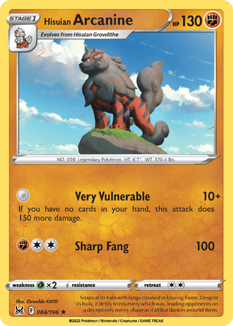 Hisuian Arcanine Lost Origin Pokemon Card