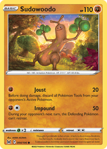 Sudowoodo Lost Origin Pokemon Card