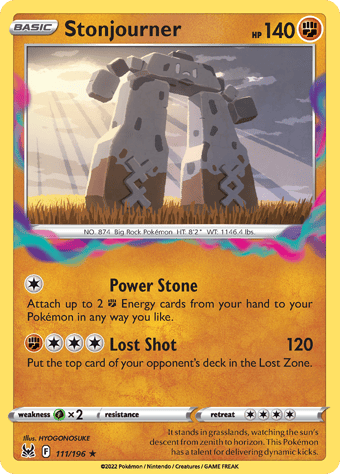 Stonjourner Lost Origin Pokemon Card