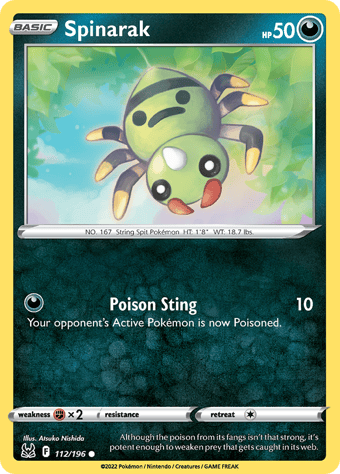 Spinarak Lost Origin Pokemon Card