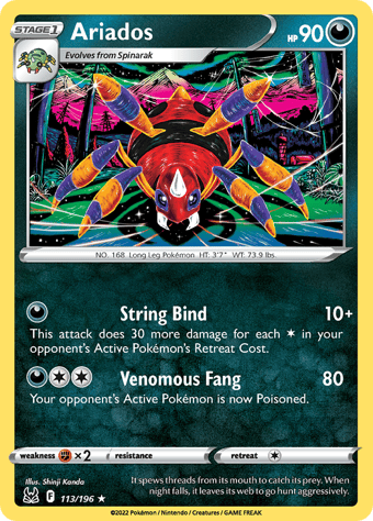 Ariados Lost Origin Pokemon Card