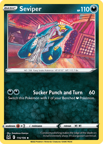 Seviper Lost Origin Pokemon Card