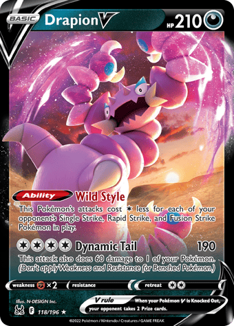 Drapion V Lost Origin Pokemon Card