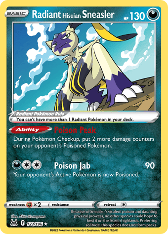 Radiant Hisuian Sneasler Lost Origin Pokemon Card