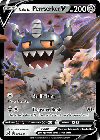Galarian Perrserker V Lost Origin Pokemon Card