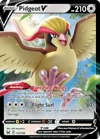 Pidgeot V Lost Origin Pokemon Card