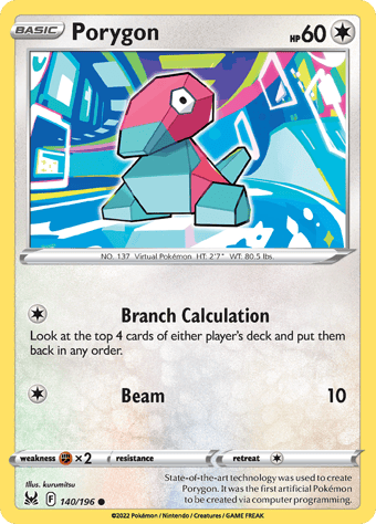 Porygon Lost Origin Pokemon Card