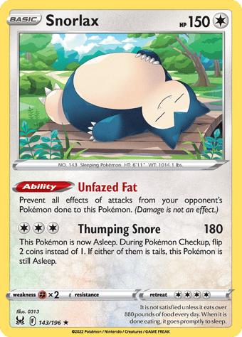 Snorlax Lost Origin Pokemon Card