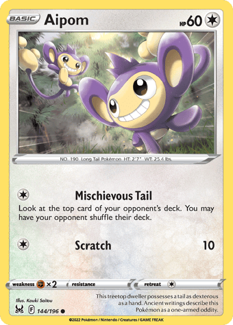 Aipom Lost Origin Pokemon Card