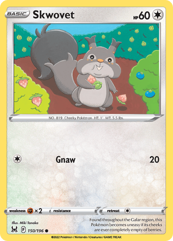 Skwovet Lost Origin Pokemon Card