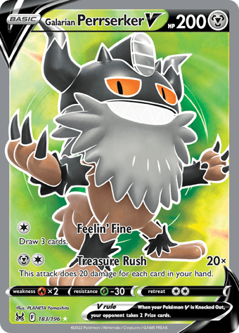 Galarian Perrserker V Lost Origin Pokemon Card