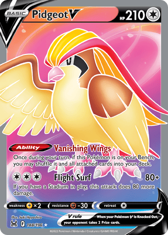 Pidgeot V Lost Origin Pokemon Card