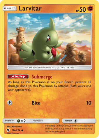 Larvitar Lost Thunder Pokemon Card