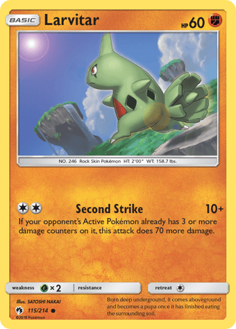 Larvitar Lost Thunder Pokemon Card