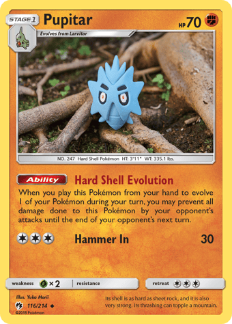 Pupitar Lost Thunder Pokemon Card