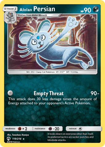 Alolan Persian Lost Thunder Pokemon Card