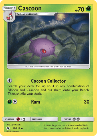 Cascoon Lost Thunder Pokemon Card