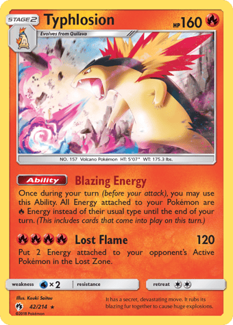 Typhlosion Lost Thunder Pokemon Card