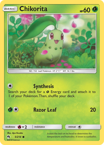 Chikorita Lost Thunder Pokemon Card