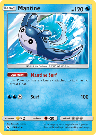Mantine Lost Thunder Pokemon Card