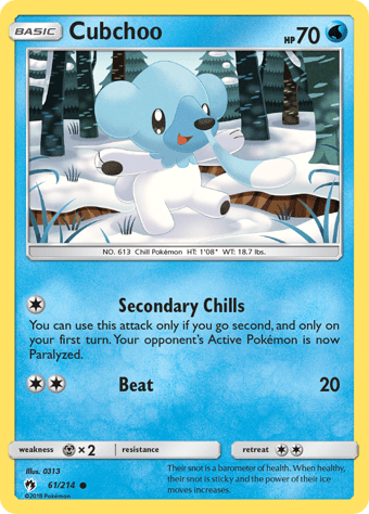 Cubchoo Lost Thunder Pokemon Card