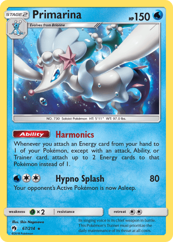 Primarina Lost Thunder Pokemon Card