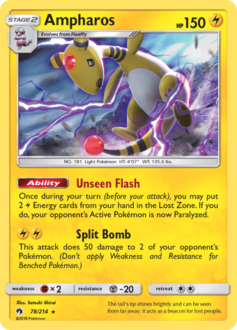 Ampharos Lost Thunder Pokemon Card