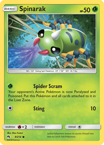 Spinarak Lost Thunder Pokemon Card