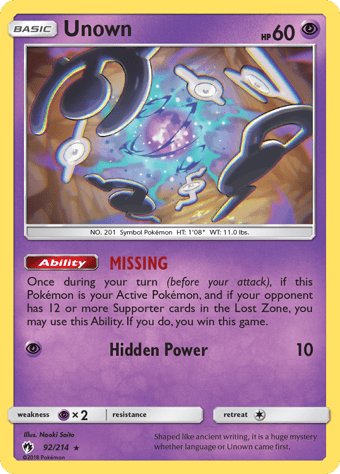 Unown Lost Thunder Pokemon Card