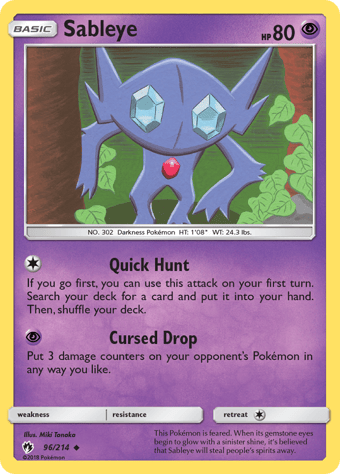 Sableye Lost Thunder Pokemon Card