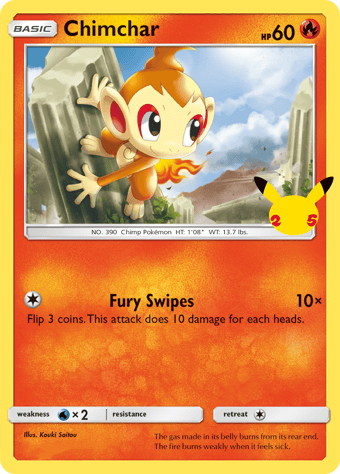 Chimchar McDonald's 25th Anniversary Pokemon Card
