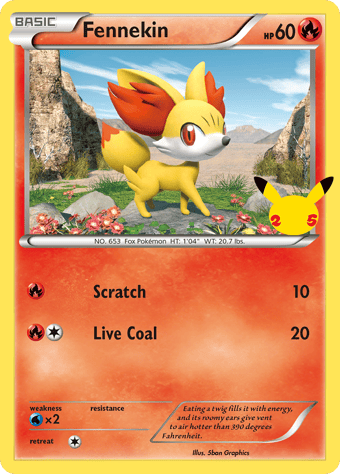 Fennekin McDonald's 25th Anniversary Pokemon Card